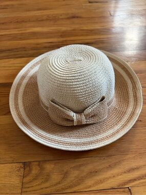 Straw Wide Brim Sun Hat w/ Bow | 57cm Natural Tan